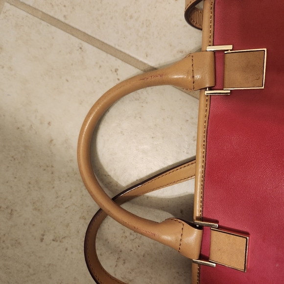 Antonio Melani Color Block Shoulder Bag Purse Tan Pink Large  #O - Picture 13 of 15